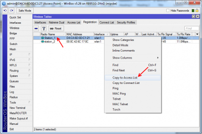 MAC Filtering برروی رادیوها