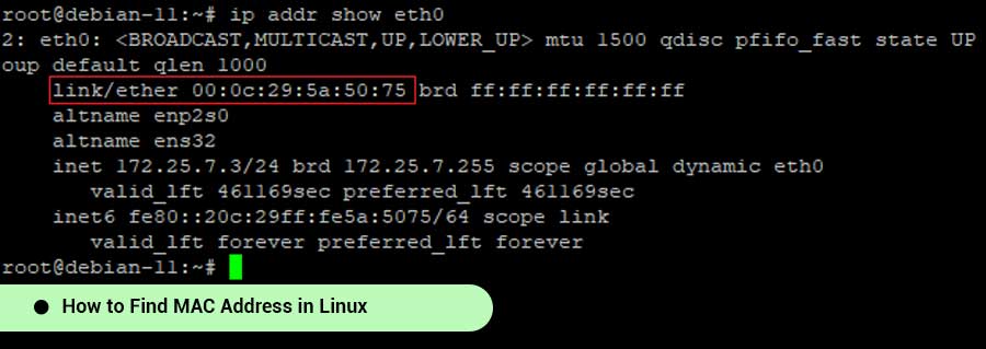 مک آدرس لینوکس با ip