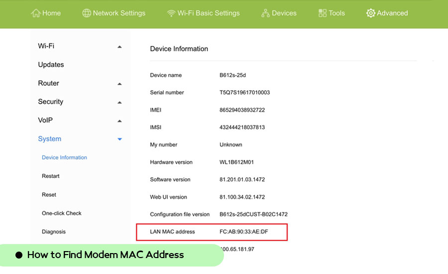مک آدرس مودم